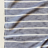 SALE - Ermani - Yarn Dyed Linen - Textured Stripe - Navy and White