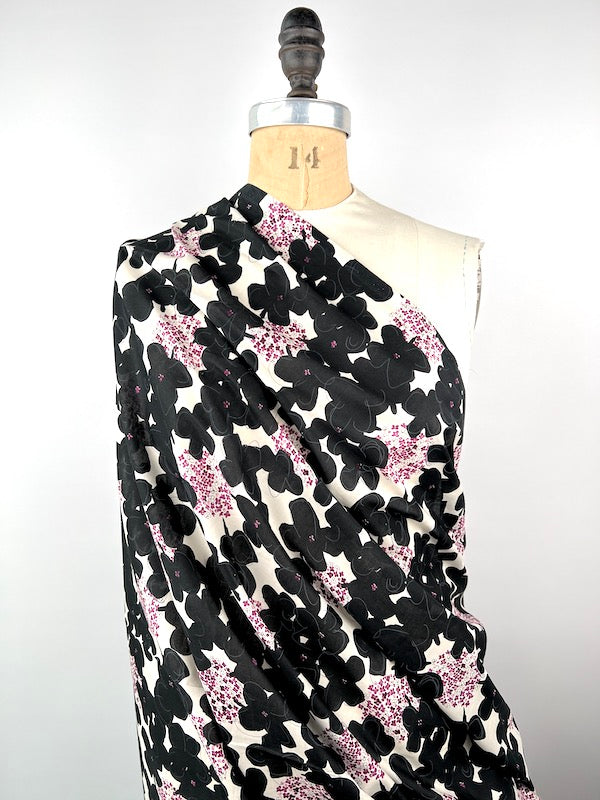 Hokkoh - Cotton Lawn - Big and Little Floral - Black and Fuchsia