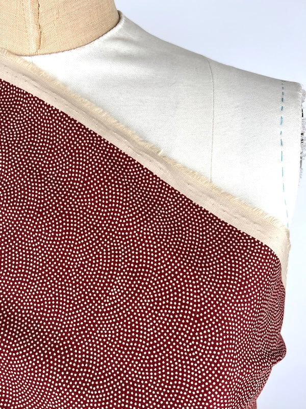 Sevenberry - Plain Weave Cotton - Dot Waves - Maroon