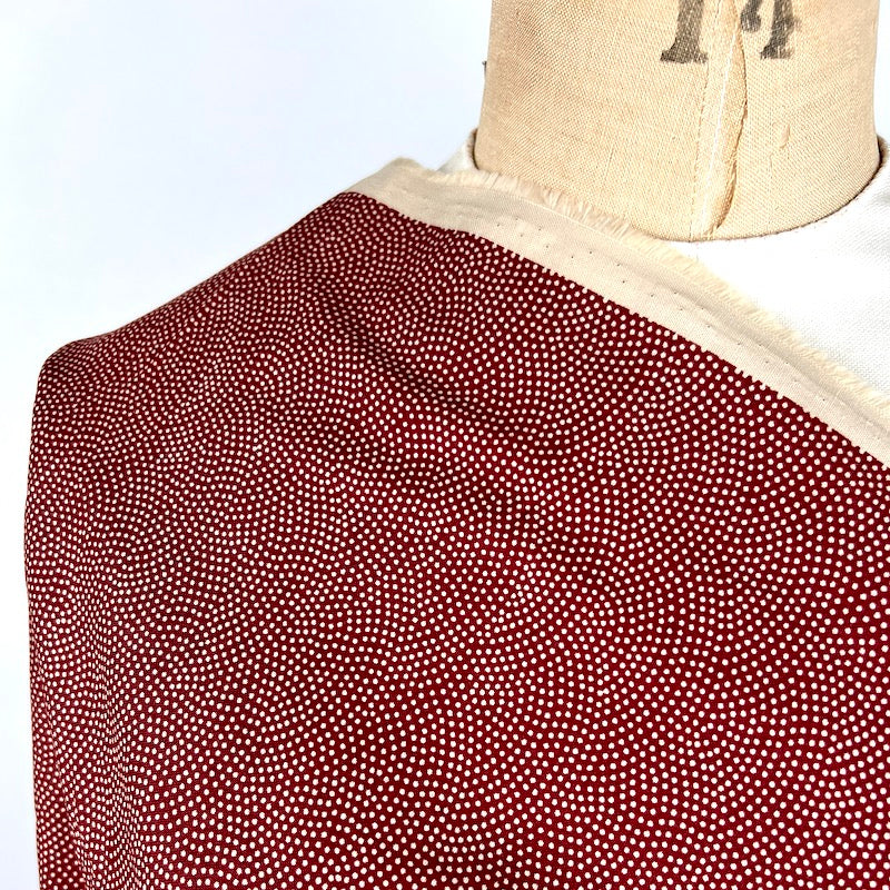 Sevenberry - Plain Weave Cotton - Dot Waves - Maroon fabric