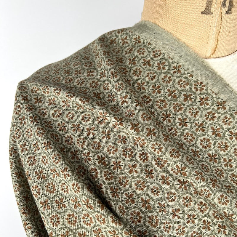 Sevenberry - Nara Homespun - Floral Hexagon - Taupe fabric