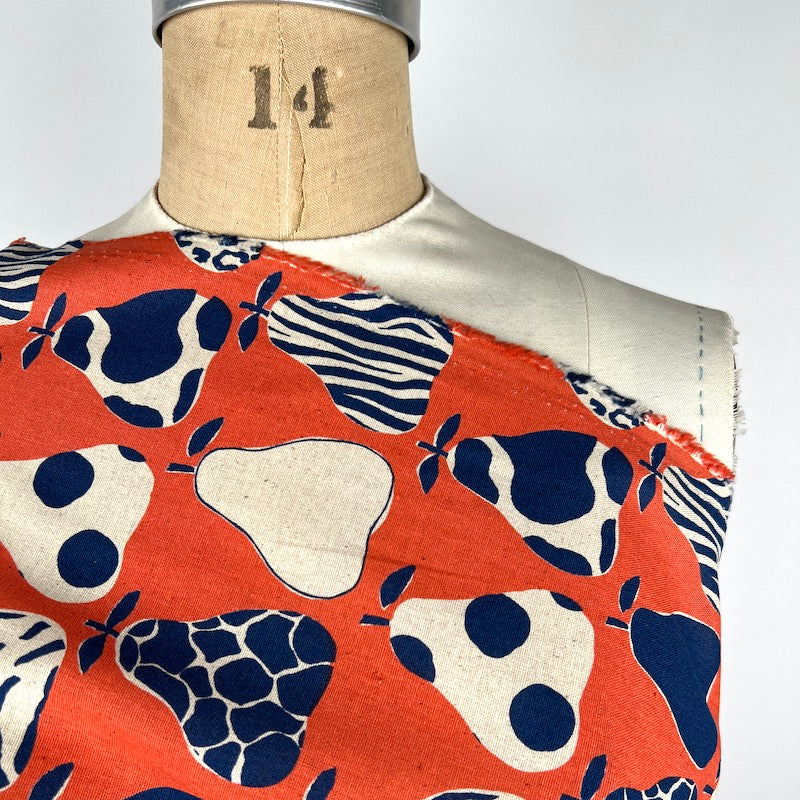 Hokkoh - Cotton/Linen Lightweight Canvas - Pears - Navy and Orange fabric