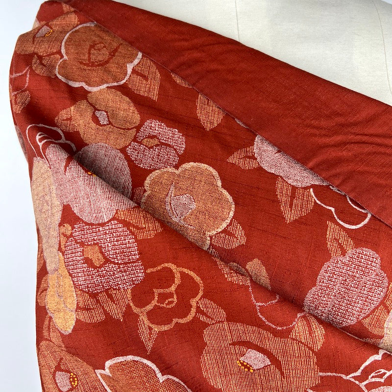 Kobayashi - Cotton Dobby - Large Floral - Rust fabric