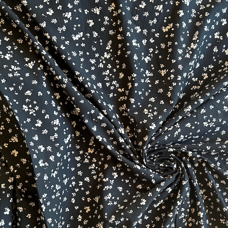 Nina Ditsy Floral Poplin - Black & White