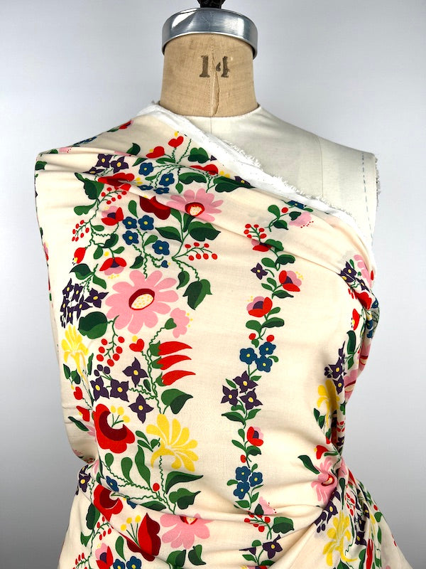 Fabric Godmother - Viscose Lawn - Joni Floral Stripe - Cream