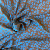 Deadstock - Silk Crepe - Blue Roses on Chocolate