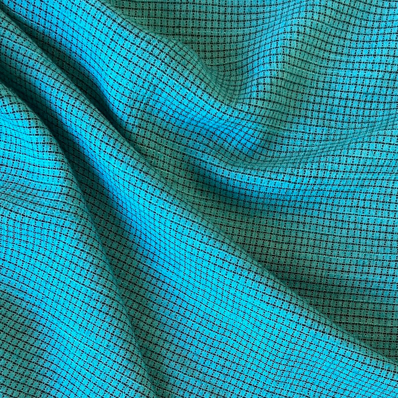 Deadstock - Linen/Cotton - Turquoise & Black Check