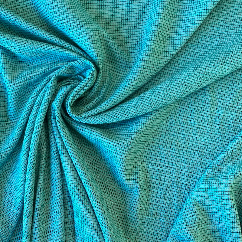 Deadstock - Linen/Cotton - Turquoise & Black Check