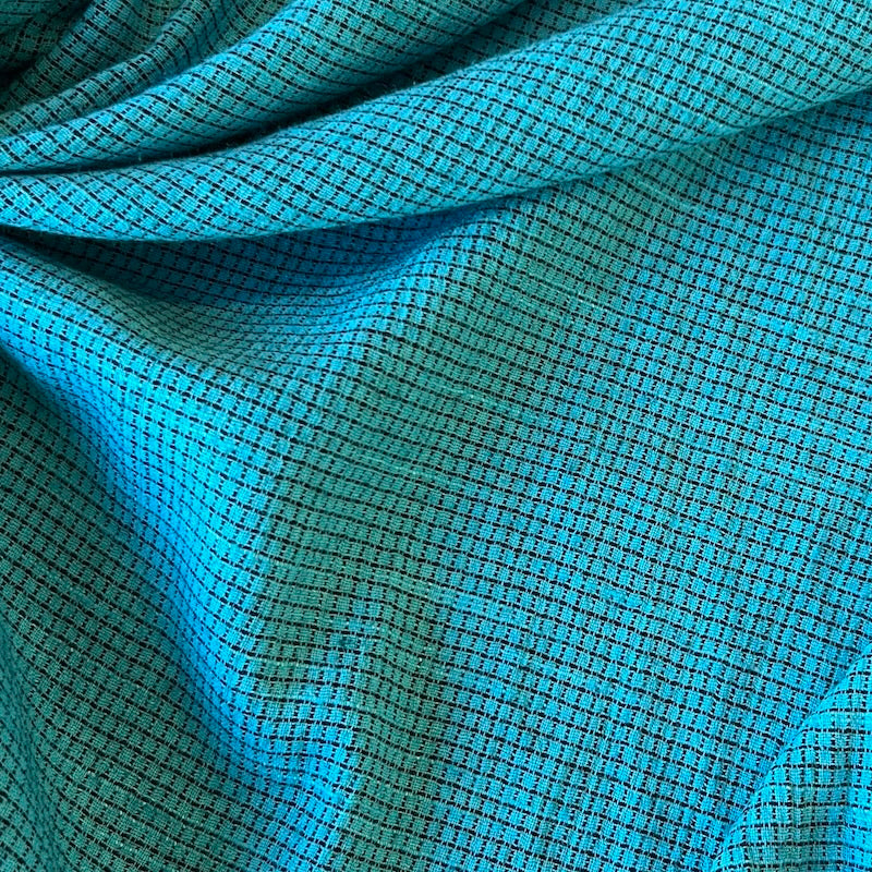 Deadstock - Linen/Cotton - Turquoise & Black Check
