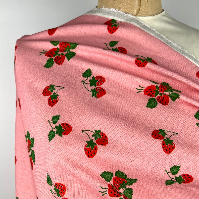 Fabric Godmother - Viscose/Linen - Strawberry Fayre - Pink Fabric