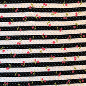 Deadstock - Cotton Jersey - Cherry Stripe - Black & White