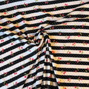 Deadstock - Cotton Jersey - Cherry Stripe - Black & White