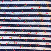 Deadstock - Cotton Jersey - Cherry Stripe - Navy & White