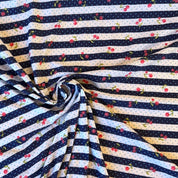 Deadstock - Cotton Jersey - Cherry Stripe - Navy & White