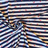 Deadstock - Cotton Jersey - Cherry Stripe - Navy & White