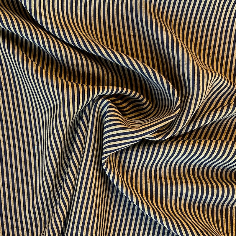 Deadstock - Bemberg Rayon Blend - Black & Yellow Stripe