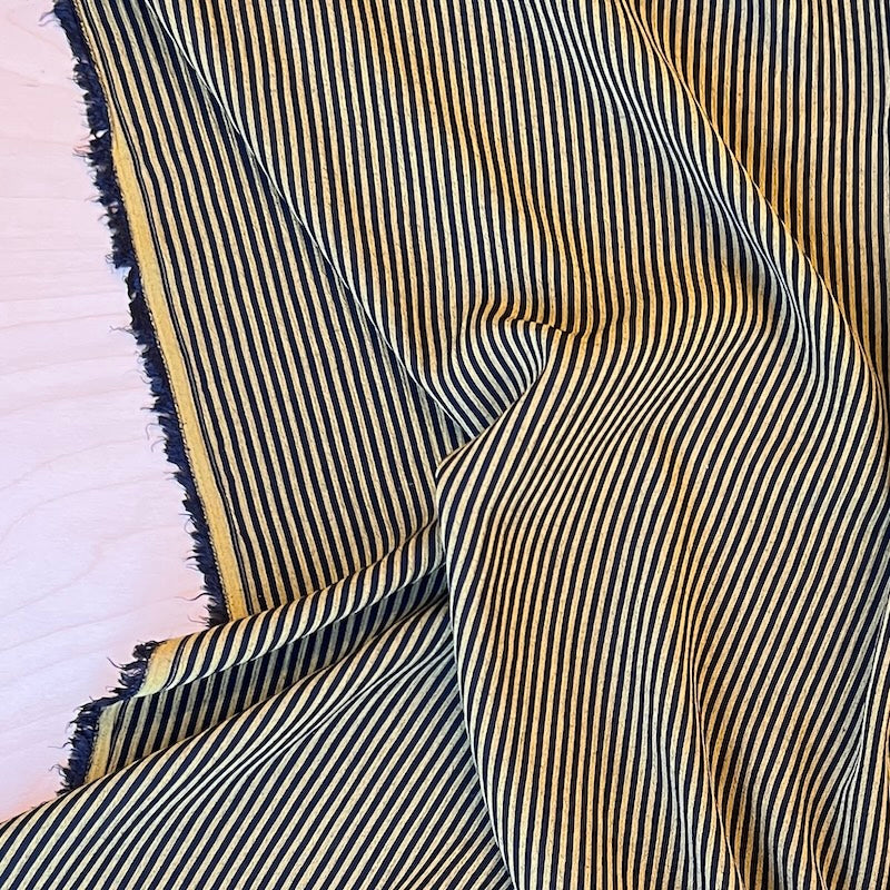 Deadstock - Bemberg Rayon Blend - Black & Yellow Stripe