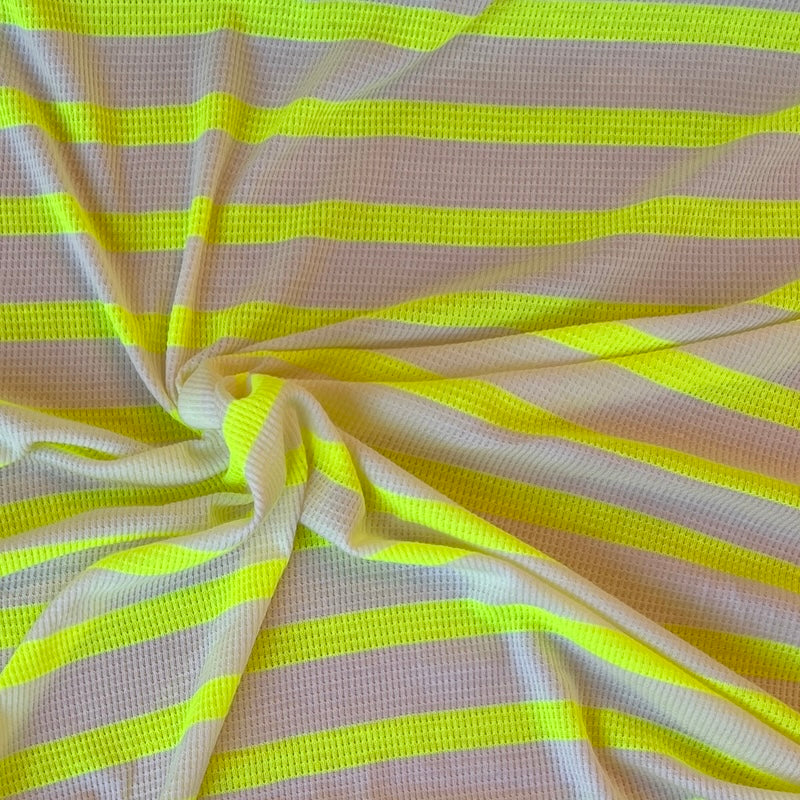 Deadstock - Cotton Waffle Knit - Neon & Cream