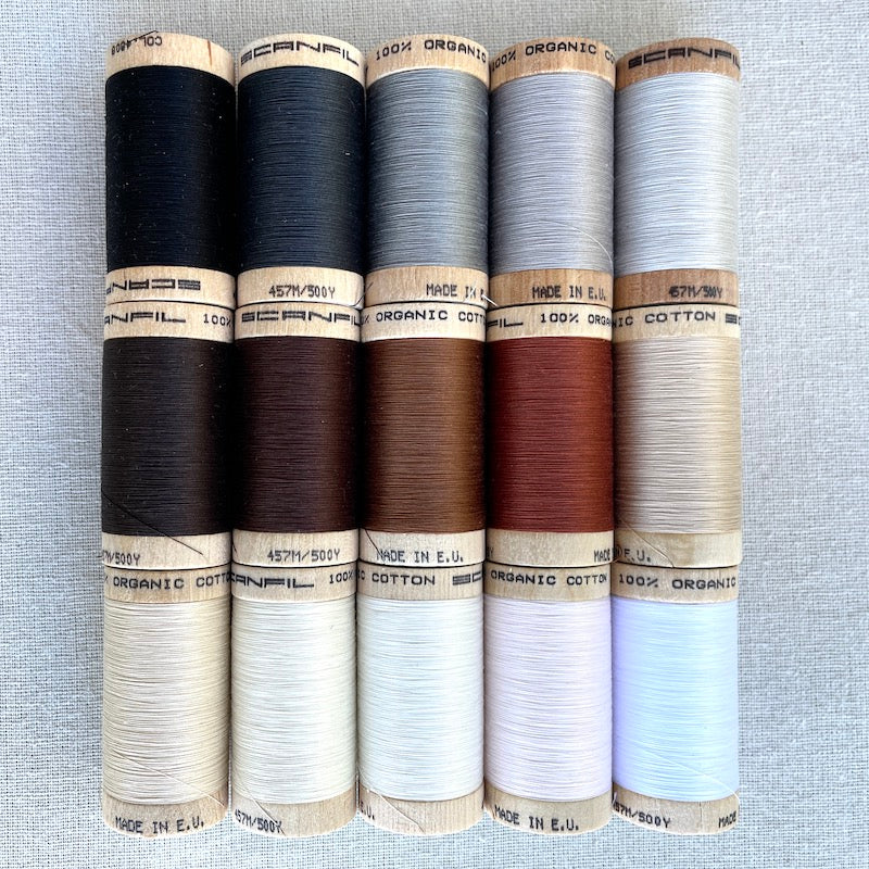Scanfil - Organic Cotton Thread - 50/2 wt - 500 Yards - Neutrals