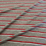 Deadstock - Rib Knit - Heather Gray & Red Stripe