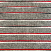 Deadstock - Rib Knit - Heather Gray & Red Stripe