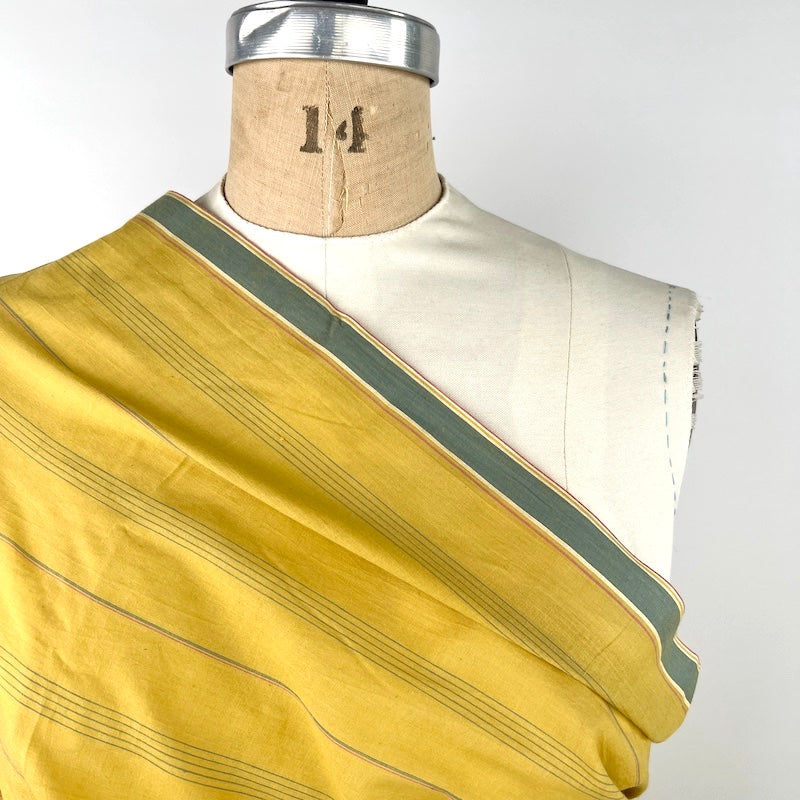 Khadi - Handwoven Cotton - Yarn Dyed Stripe - Mustard
