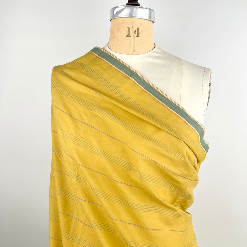 Khadi - Handwoven Cotton - Yarn Dyed Stripe - Mustard