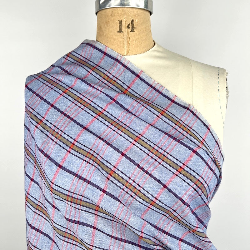 Khadi Handwoven Cotton - Yarn Dyed Check - Sky Blue