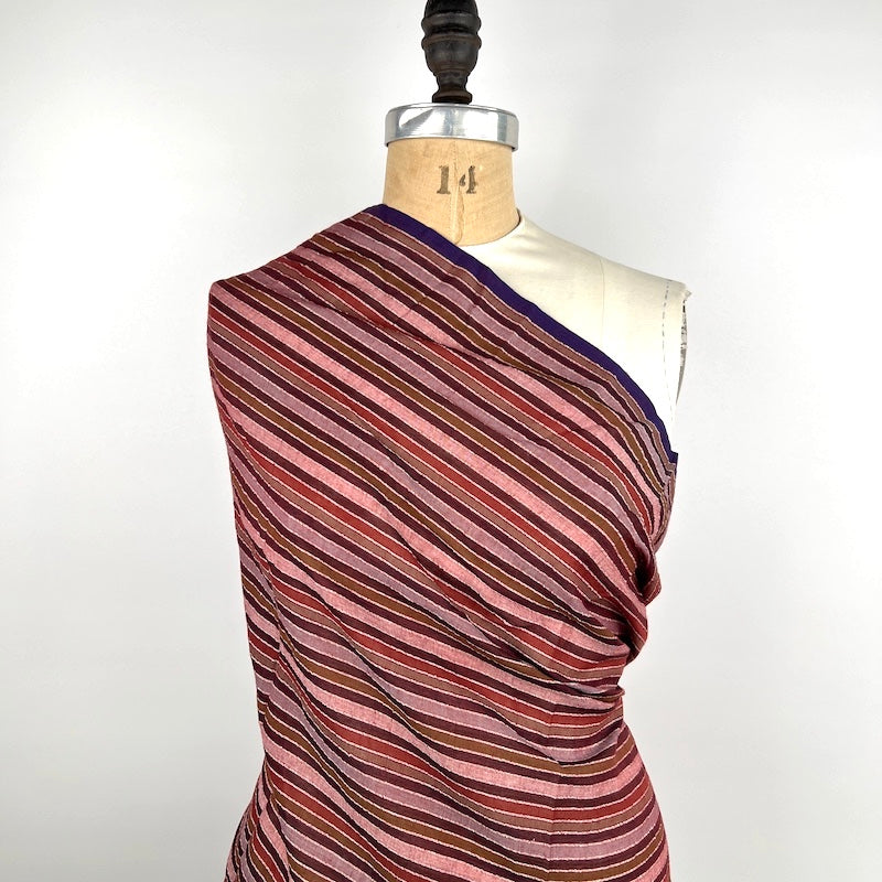 Khadi - Handwoven Cotton - Yarn Dyed Stripe - Wine