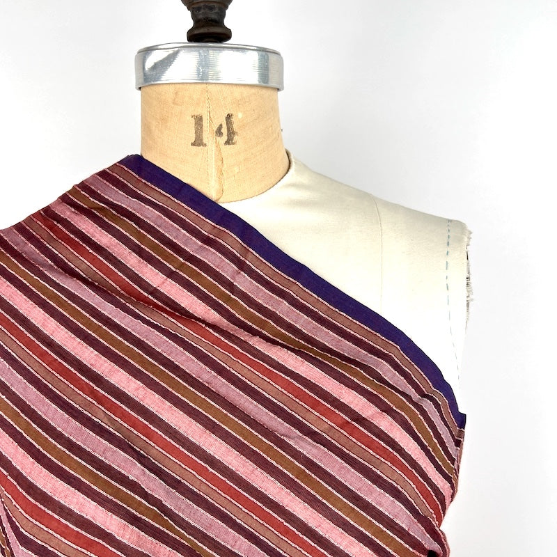 Handwoven Cotton - Yarn Dyed Stripe - Wine