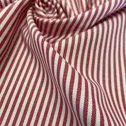 Deadstock - Cotton Twill - Red & White Ticking Stripe