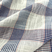 Deadstock - Linen/Cotton Blend - White, Blue & Red Plaid