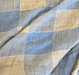 Deadstock - Linen Gauze - Blue & Taupe Check