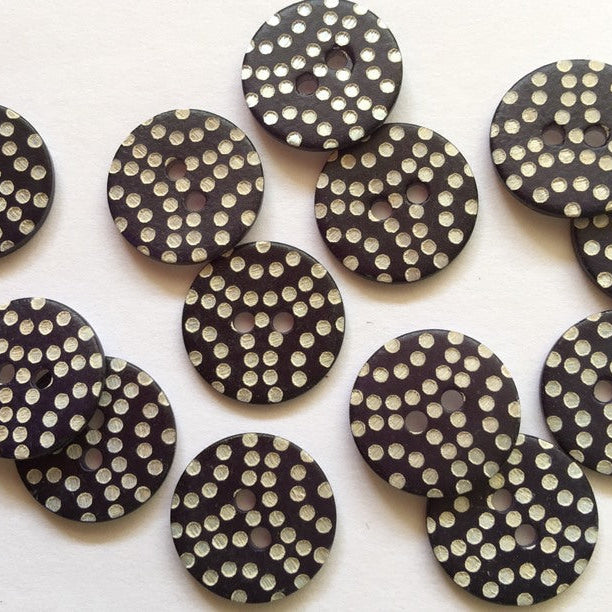 Textile Garden - Shell Button - 18mm - Laser Dots - Various Colors