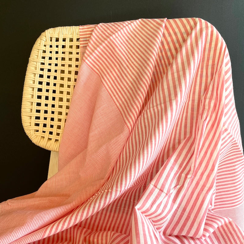 Khadi - Handwoven Cotton - Uneven Red Stripe