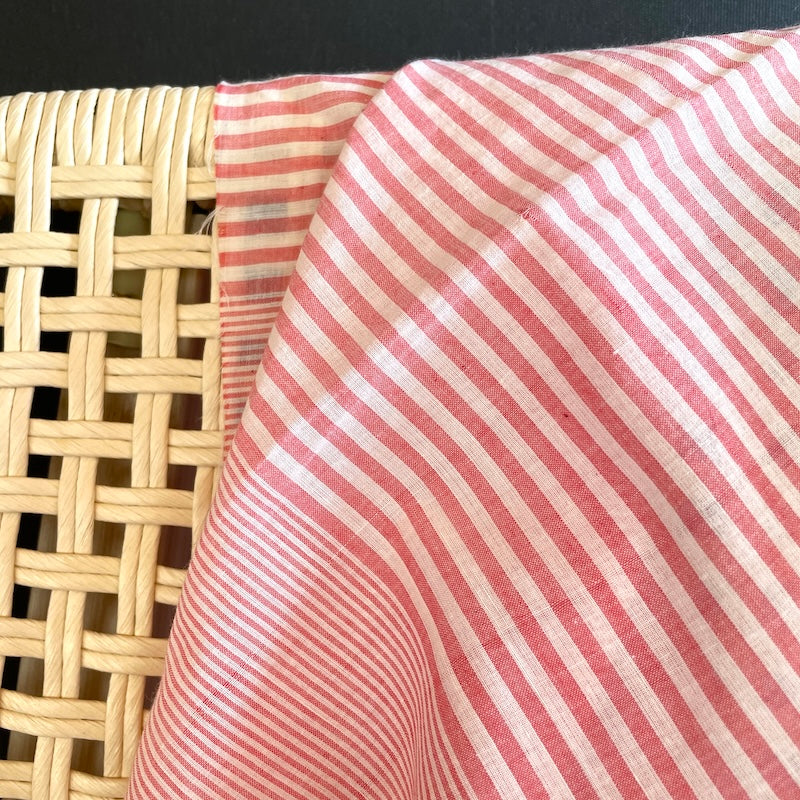 Khadi - Handwoven Cotton - Uneven Red Stripe
