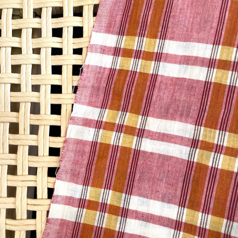 Khadi - Handwoven Cotton - Pink and Yellow Check