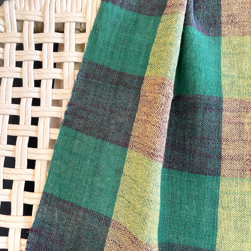Khadi - Handwoven Cotton - Forest and Gold Check