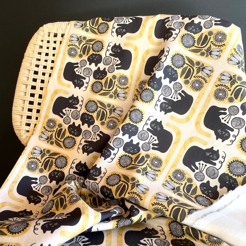 Kokka - Cotton Poplin - 365 Cat Art - Cats and Yarn