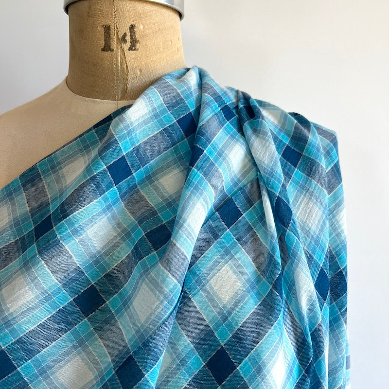 deadstock cotton gauze plaid fabric