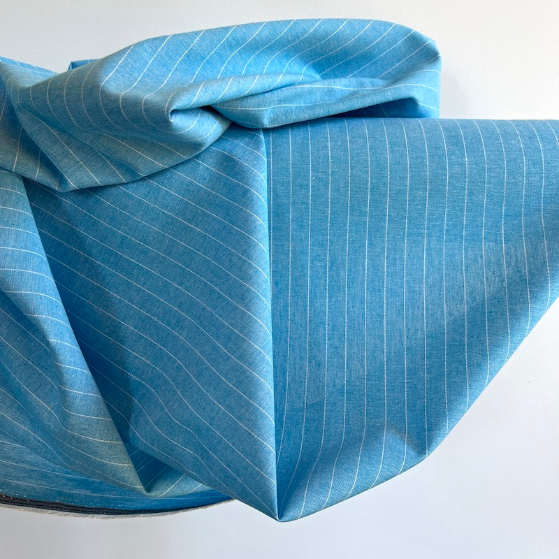 Deadstock - Cotton - Chambray Woven Stripe - Turquoise