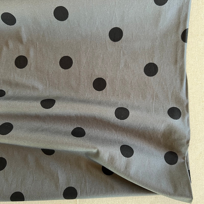 Hokkoh - Cotton Broadcloth - Polka Dot - Black on Gray