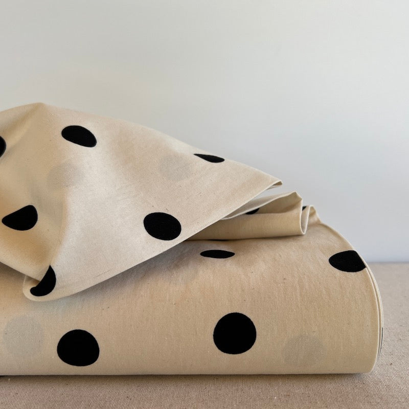 Hokkoh - Cotton Plain Weave - Polka Dot - Black on Cream fabric