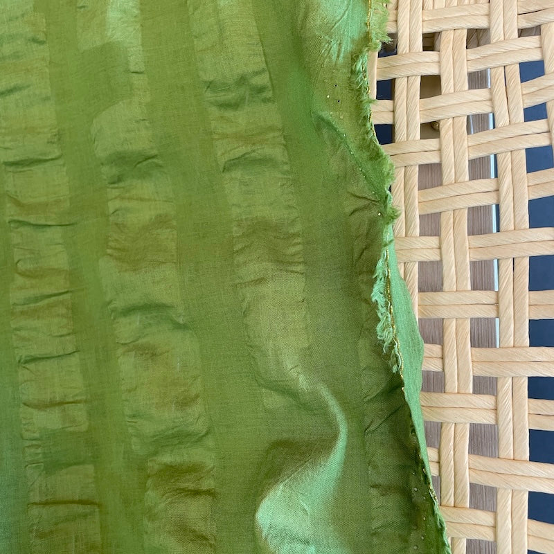 Kokka - Salt Shrunk Cotton Lawn - Columns - Pea Soup