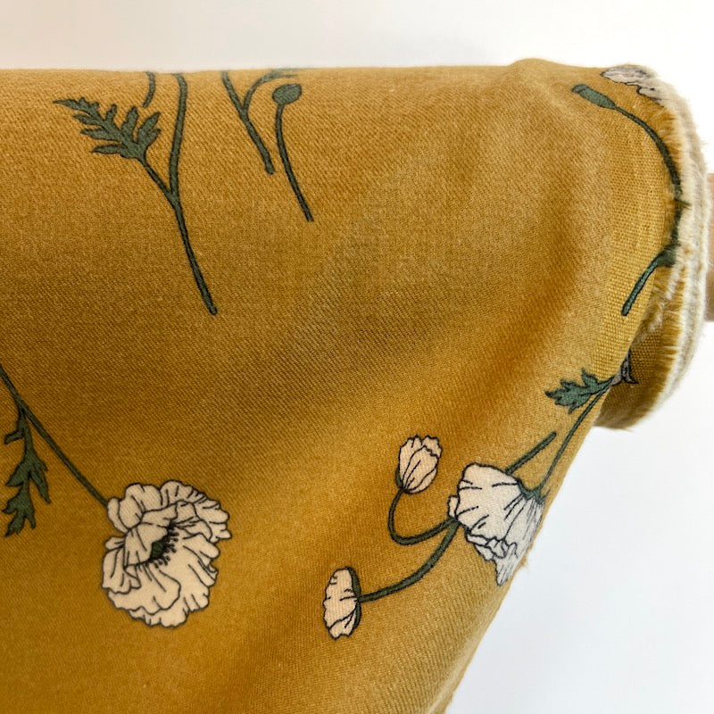 Hokkoh - Brushed Cotton Viella - Poppies - Mustard