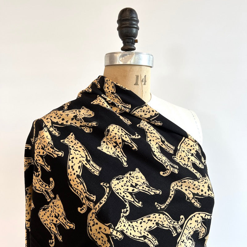 Fabric Godmother - Viscose Crepe - Shadow Leopard - Black