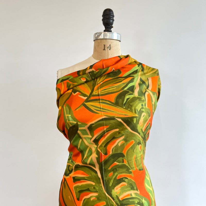 Fabric Godmother - Deadstock Viscose Crepe - Jungle Leaf