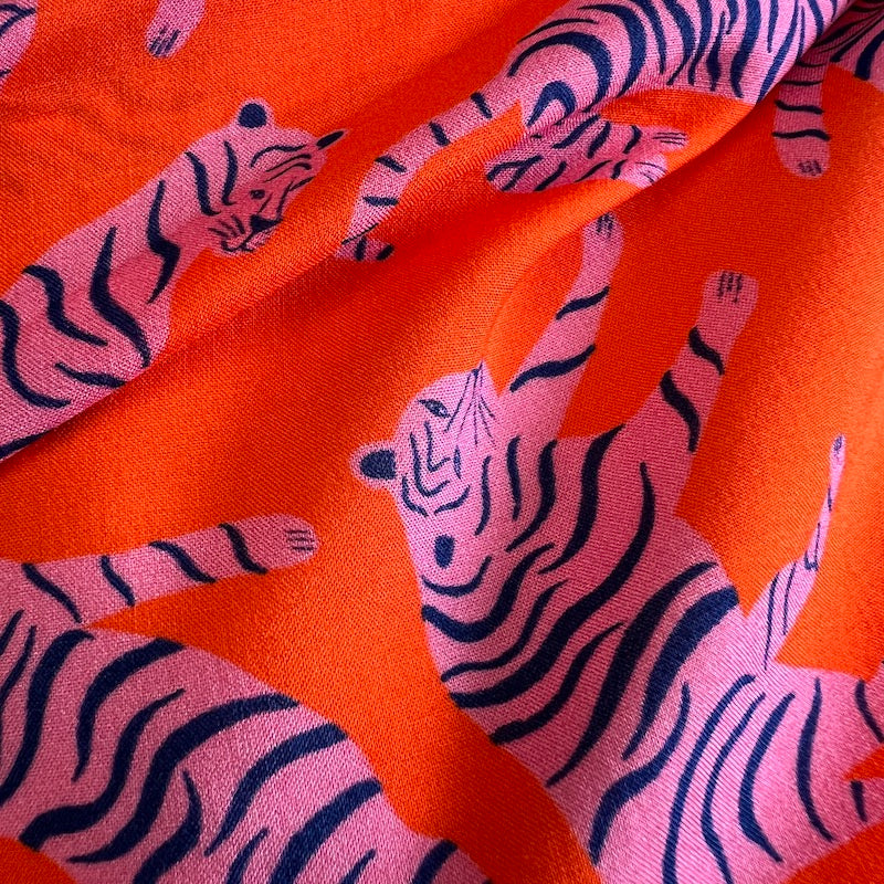 Fabric Godmother - Viscose Lawn - Milo Tiger - Orange