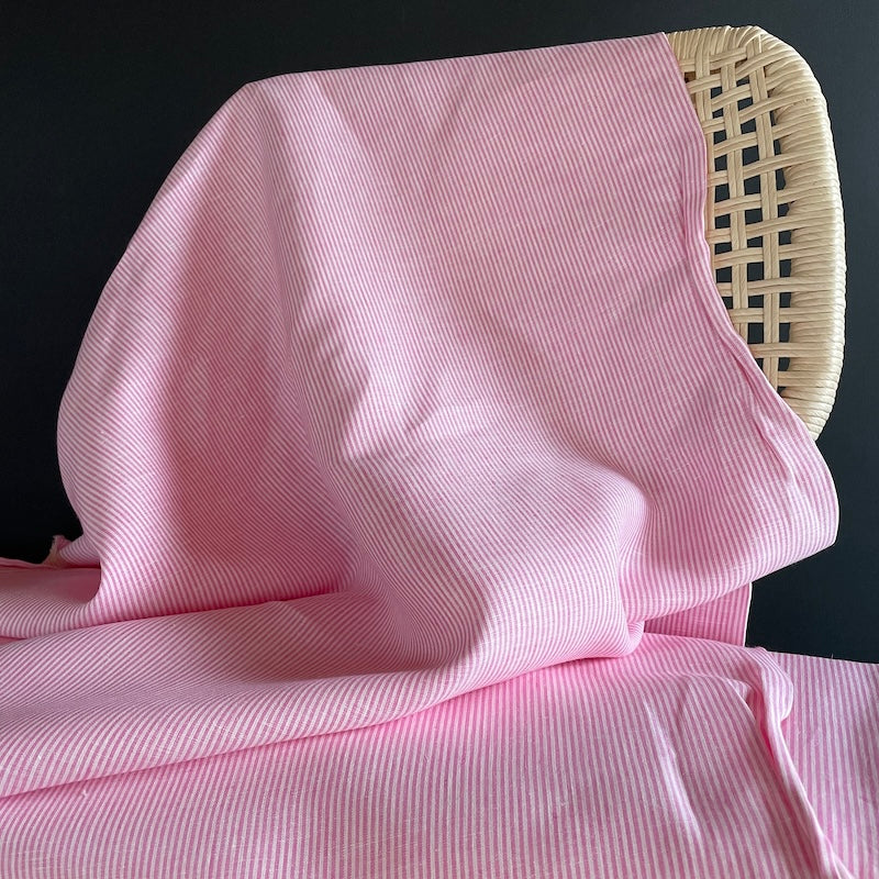 Irish Linen - Quintin Linen Stripes - Pink