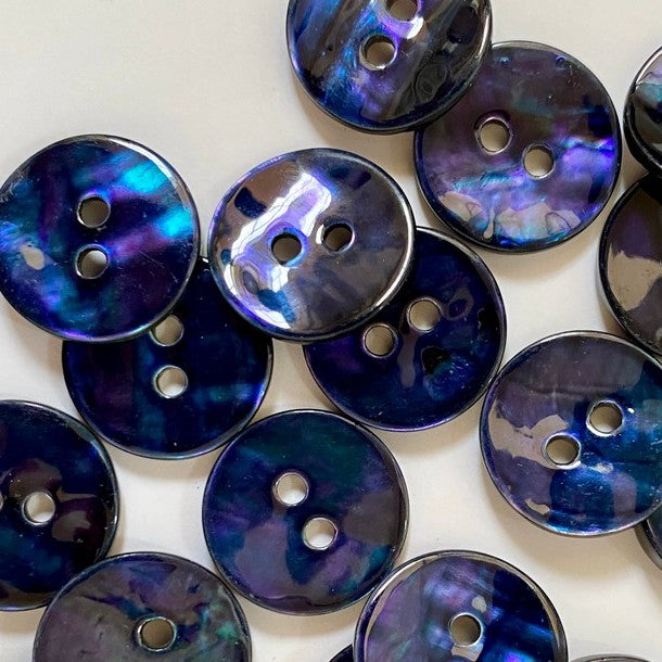 Textile Garden - Abalone Shell Button - 15mm -  Various Colors